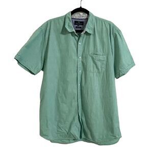Michael Brandon Teal Button Up Short Sleeve Shirt 100% Cotton Size XXL Slim Fit
